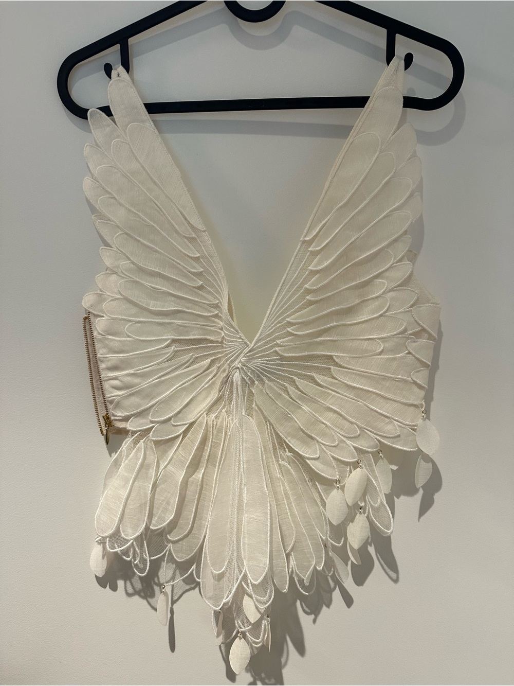 Zimmermann White Feather-Embellished V-Neck Camisole - Picture 4 of 5